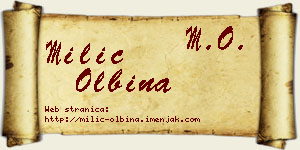 Milić Olbina vizit kartica